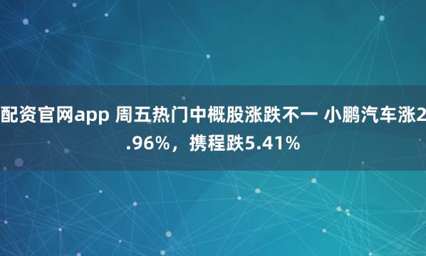 配资官网app 周五热门中概股涨跌不一 小鹏汽车涨2.96%，携程跌5.41%